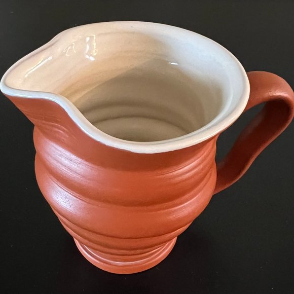 Signed Hand Thrown Terracotta Country Style Creamer Pitcher Cottagecore - Picture 2 of 7